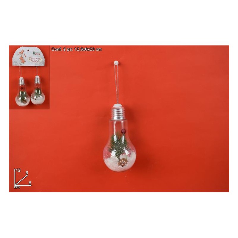 LAMPADINE SET 2PZ CON NEVE BACCHE E RAMI