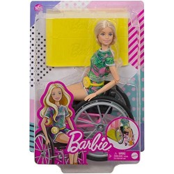 Barbie Fashionistas Bambola con Sedia a Rotelle, Lunghi Capelli Biondi e Tanti Accessori, Giocattolo per Bambini 3+Anni,GRB93