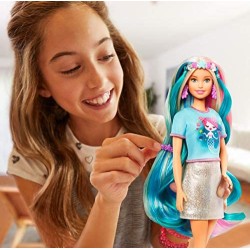 Barbie Bambola Capelli Fantasia A Tema Unicorni E Sirene con Accessori, Giocattolo Per Bambini 3+ Anni, GHN04