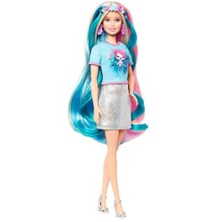 Barbie Bambola Capelli Fantasia A Tema Unicorni E Sirene con Accessori, Giocattolo Per Bambini 3+ Anni, GHN04