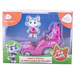 44 Gatti Veicoli dei Buffycats con personaggio 8cm incluso, 3 varianti, venduti singolarmente, dai 3 anni