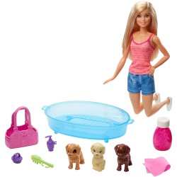 Barbie - Doll/Pets - Puppy Bath Time playset, bambola barbie bagnetto cuccioli, POS210068