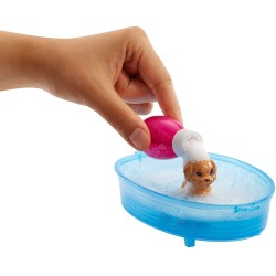 Barbie - Doll/Pets - Puppy Bath Time playset, bambola barbie bagnetto cuccioli, POS210068