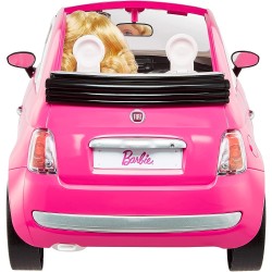 Mattel - Barbie - Bambola e Fiat 500, Veicolo Rosa a 4 Posti con Accessori, Giocattolo per Bambini 3+Anni, GXR57