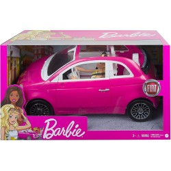 Mattel - Barbie - Bambola e Fiat 500, Veicolo Rosa a 4 Posti con Accessori, Giocattolo per Bambini 3+Anni, GXR57