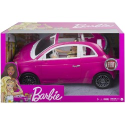 Mattel - Barbie - Bambola e Fiat 500, Veicolo Rosa a 4 Posti con Accessori, Giocattolo per Bambini 3+Anni, GXR57