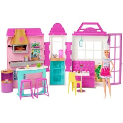 Mattel - Barbie - Playset Il Ristorante di Barbie con Bambola con Cappello Chef e Grembiule e Oltre 30 Accessori da Cucina, per 