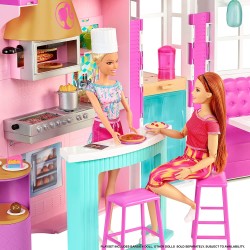 Mattel - Barbie - Playset Il Ristorante di Barbie con Bambola con Cappello Chef e Grembiule e Oltre 30 Accessori da Cucina, per 