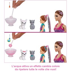 Mattel - Barbie - Color Reveal Festa a Sorpresa​ con Barbie, Chelsea e 2 Cuccioli, oltre 50 Accessori, per Bambini 3+, M03X24