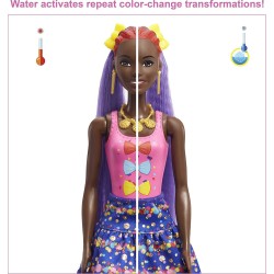 Mattel - Barbie- Color Reveal Bambola Afroamericana, con Glitter Blu e Cucciolo, HBG40