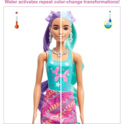 Mattel - Barbie Color Reveal Glitter, Bambola con Glitter Viola con 25 Sorprese e Tanti Accessori per Acconciature Capelli e a T