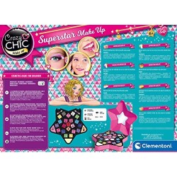 Clementoni- Crazy Chic-Superstar Make-up-Trucchi Cosmetici per Bambini testati e Removibili con Acqua, 6 Anni+, 18604