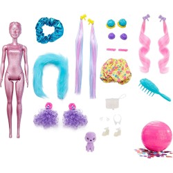 Mattel - Barbie Color Reveal Glitter, con Glitter Viola, cucciolo e 25 sorprese, età 3+, HBG39