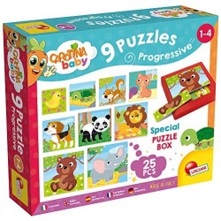 Lisciani Giochi- Carotina Baby Cuccioli Progressive Puzzles, 9 Pezzi, Multicolore, 58433