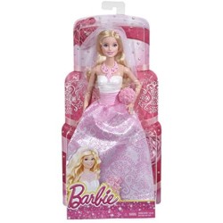 Mattel - Barbie - bambola Barbie Sposa con vestito bianco e dettagli rosa, gioielli rosa, M03387