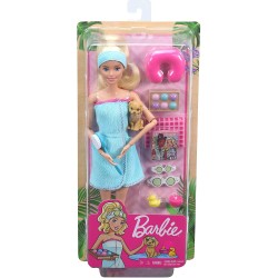 Mattel - Barbie, Wellness Playset Spa con Bambola e Accessori Giocattolo per Bambini 3+ Anni, Multicolore, GJG55