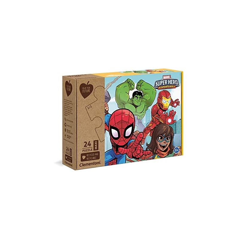 Clementoni Play For Future-Marvel Super Hero-24 pezzi-materiali 100% riciclati-Made in Italy, puzzle bambini 3 anni+, 20262