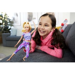 Barbie - ​Bambola Bionda Snodata con 22 Articolazioni Flessibili e Abbigliamento Sportivo, Made To Move bionda, GXF04