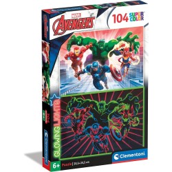 Clementoni - 27554 - Glowing Lights Collection - Marvel Avengers, fluorescente 104 pezzi - Puzzle Cartoni Animati