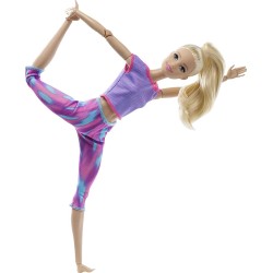 Barbie - ​Bambola Bionda Snodata con 22 Articolazioni Flessibili e Abbigliamento Sportivo, Made To Move bionda, GXF04