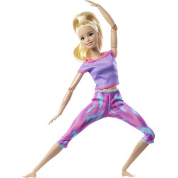 Barbie - ​Bambola Bionda Snodata con 22 Articolazioni Flessibili e Abbigliamento Sportivo, Made To Move bionda, GXF04