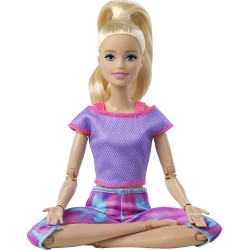 Barbie - ​Bambola Bionda Snodata con 22 Articolazioni Flessibili e Abbigliamento Sportivo, Made To Move bionda, GXF04