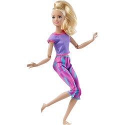 Barbie - ​Bambola Bionda Snodata con 22 Articolazioni Flessibili e Abbigliamento Sportivo, Made To Move bionda, GXF04