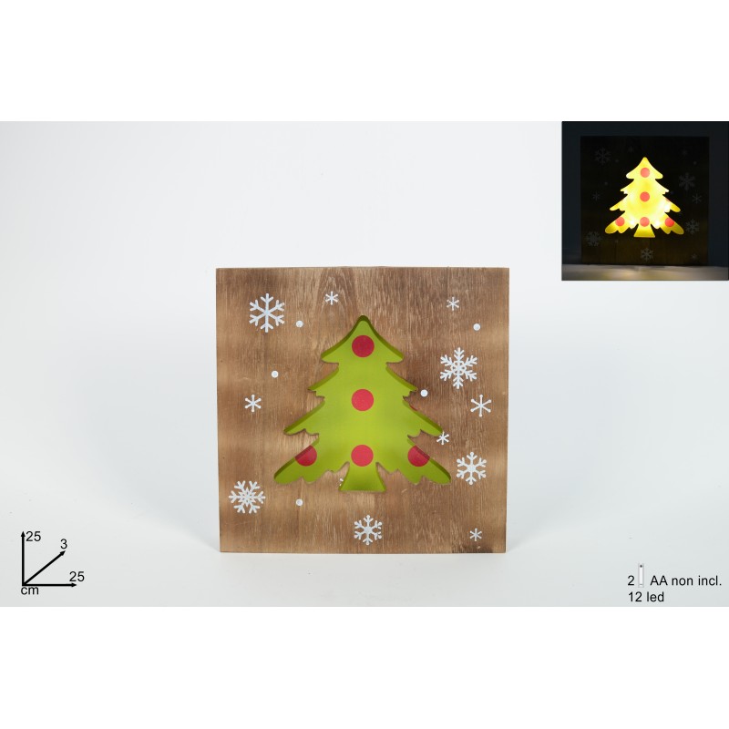 QUADRO LEGNO LUMINOSO CON ALBERO