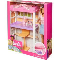 Mattel - Barbie Playset Camera da Letto, Bambola Brunette con Letto, Scrivania e Accessori, FXG52