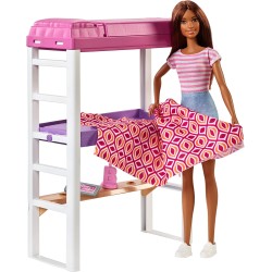 Mattel - Barbie Playset Camera da Letto, Bambola Brunette con Letto, Scrivania e Accessori, FXG52