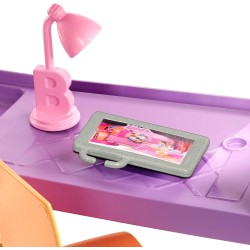 Mattel - Barbie Playset Camera da Letto, Bambola Brunette con Letto, Scrivania e Accessori, FXG52