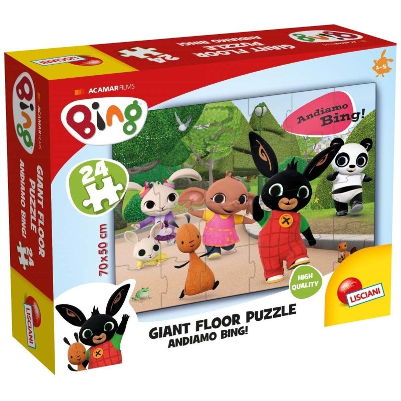 lisciani giochi- puzzle bing giant floor 24 andiamo, 74709