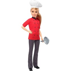 Barbie - Carriere Chef con Padella Bambola Cappello da Cuoco e Capelli Biondi, FXN99