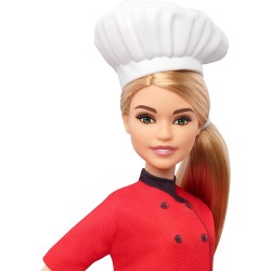 Barbie - Carriere Chef con Padella Bambola Cappello da Cuoco e Capelli Biondi, FXN99