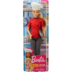 Barbie - Carriere Chef con Padella Bambola Cappello da Cuoco e Capelli Biondi, FXN99