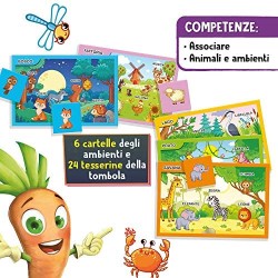 Lisciani Giochi- Carotina Quadrotte Animali e Ambienti Gioco Educativo Prescolari, Multicolore, 87495