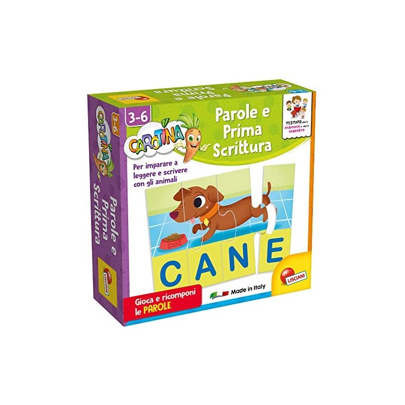 Lisciani Giochi- Carotina Quadrotte Parole e Prima Scrittura Gioco Educativo Prescolari, Multicolore, 87518