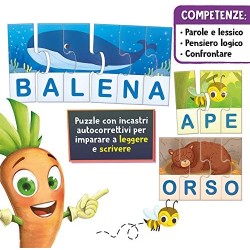 Lisciani Giochi- Carotina Quadrotte Parole e Prima Scrittura Gioco Educativo Prescolari, Multicolore, 87518