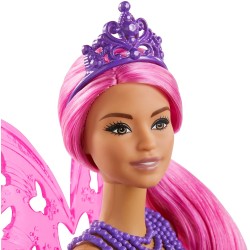 Barbie - Dreamtopia Fatina Bambola con Capelli Rosa, Ali e Coroncina, GJJ99