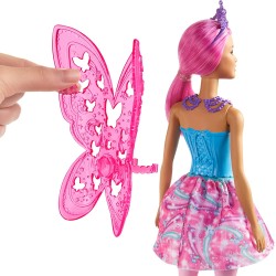 Barbie - Dreamtopia Fatina Bambola con Capelli Rosa, Ali e Coroncina, GJJ99