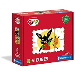 Clementoni 3 anni-cubi da 6 pezzi-Play For Future, materiali 100% riciclati-Made in Italy, bambini bing, puzzle cartoni animati,