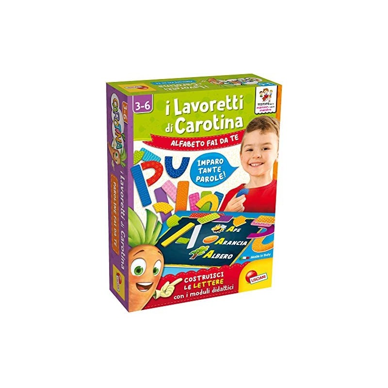 Lisciani Giochi-I Lavoretti di Carotina Alfabeto Fai da Te Gioco Educativo Prescolari, Multicolore, 85569