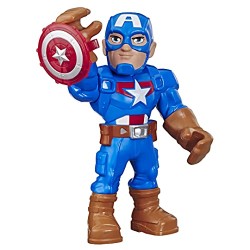 Hasbro - Playskool Heroes - Captain America Marvel Super Hero Adventures Mega Mighties, action figure 25 cm da collezione, E7105