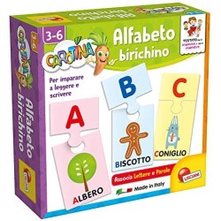 Lisciani Giochi- Carotina Quadrotte Alfabeto Birichino Gioco Educativo Prescolari, Multicolore, 87464