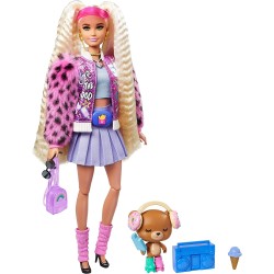 Barbie - Extra Bambola con 2 Lunghi Codini Biondi con Cucciolo e Tanti Accessori, GYJ77