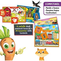 Lisciani Giochi- Carotina Quadrotte Tombola Ambienti Lessicali Gioco Educativo Prescolari, Multicolore, 87501