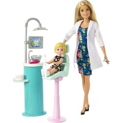 Barbie- Carriere Dentista Playset con Due Bambole, Sedia Operatoria e Accessori, FXP16