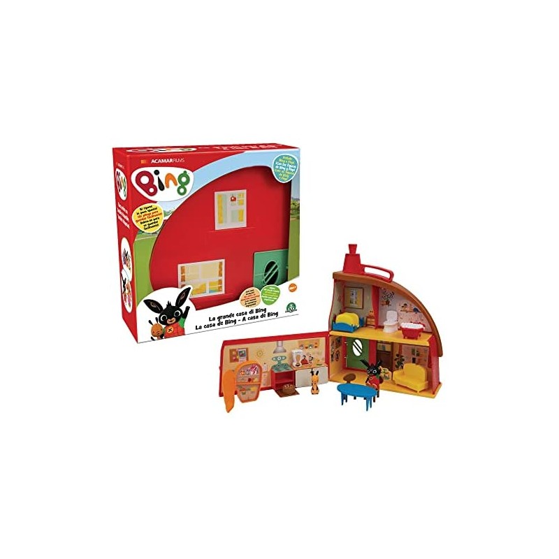 Giochi Preziosi - Bing - Playset La Grande Casa di Bing con 2 Personaggi, con 3 stanze e tanti accessori per arredarle, per bamb