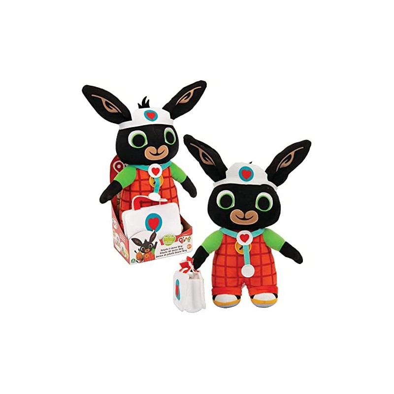 Giochi Preziosi - Bing - Peluche 33cm Dottore con valigetta e stetoscopio in materiale morbido, cerotti e set adesivi, per bambi