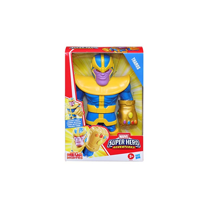 Hasbro - Playskool Heroes - Thanos Marvel Super Hero Adventures Mega Mighties, action figure 25 cm da collezione, F0022ES00